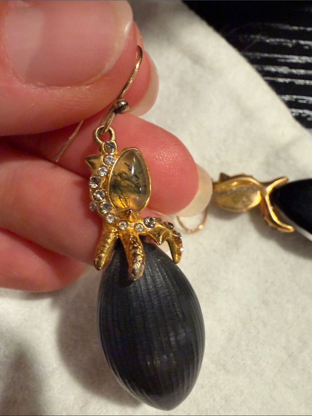 Alexis Bittar Black and Gold Drop Earrings with Crystal Accents - Picture 5 of 5